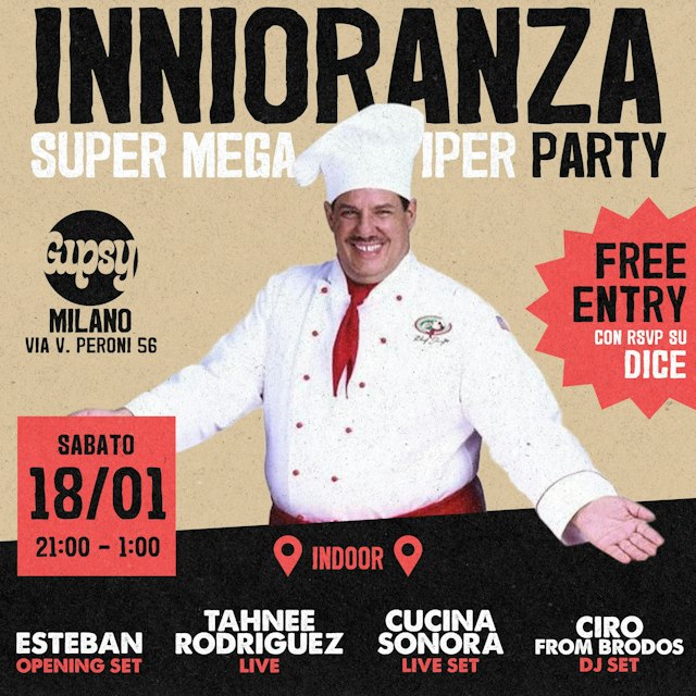 Locandina: INNIORANZA PARTY (Indoor Ed.) al Gipsy, Milano